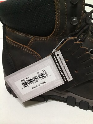 Justin WK581 Comp Toe Waterproof Leather Work Boots Men's Brown