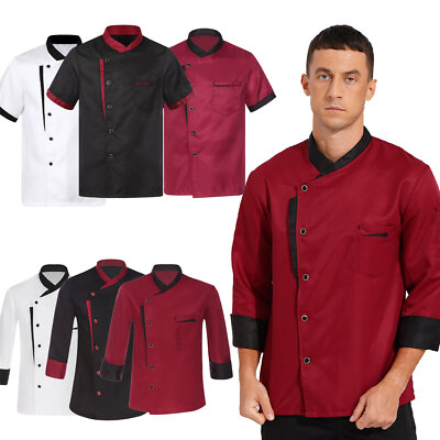 DE Herren Damen Kochjacke Uniform Küchen Koch Jacke Restaurant Hotel Cafe  &&&