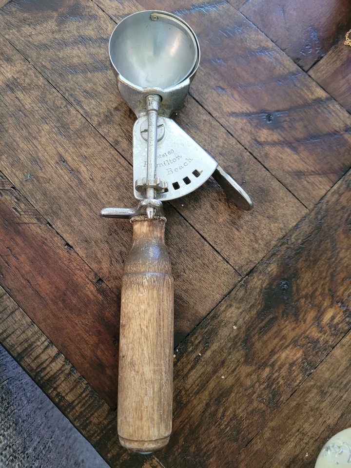 Vintage Hamilton Beach Ice Cream Scoop Wood Handle Model 60 eBay