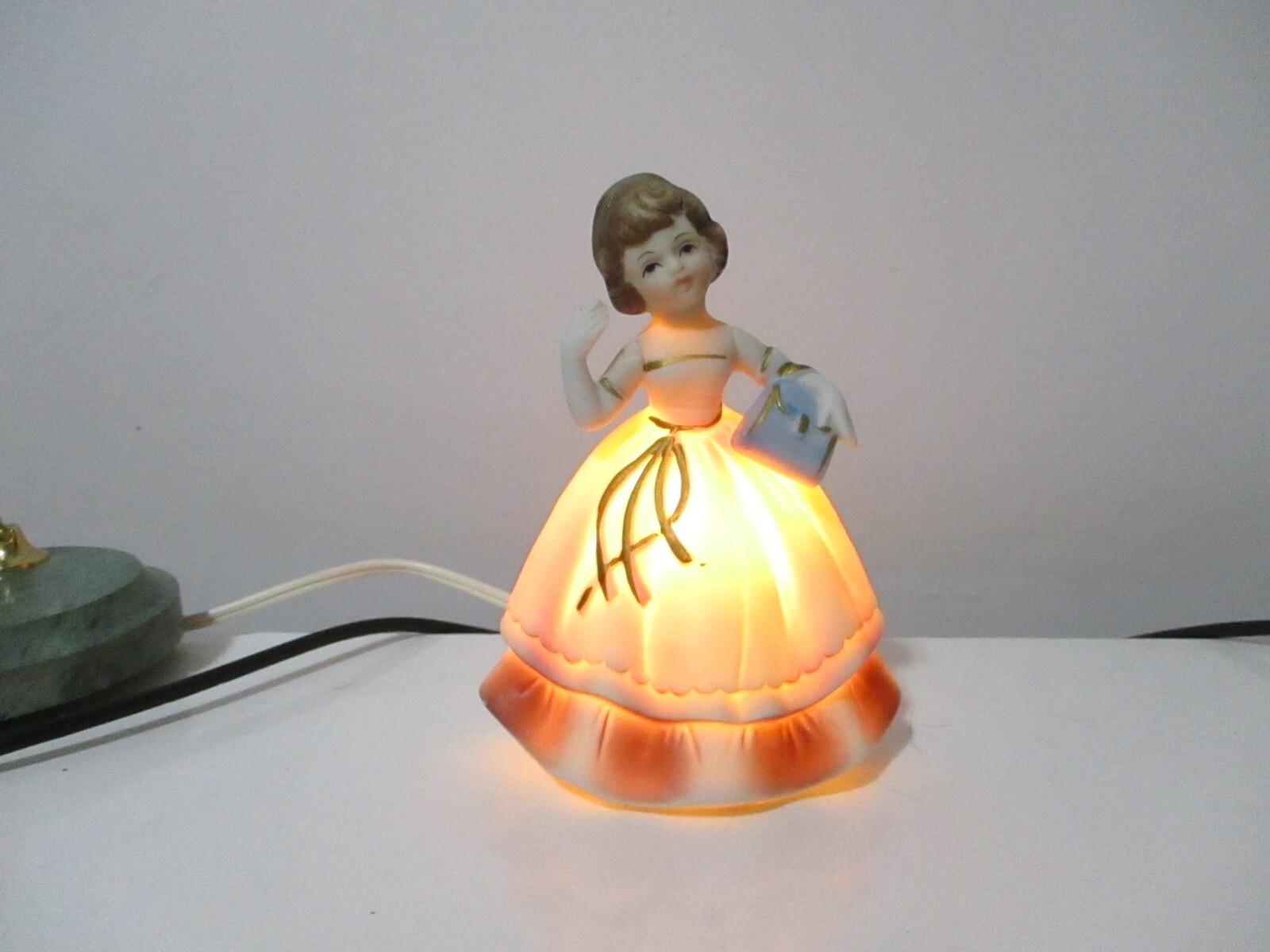 Vintage IW Rice Japanese Lady Figurine Night Light MCM Retro Decor