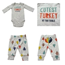 Carter's Baby Thanksgiving Bodysuit & Pants 2PC Set 'Cutest Turkey At The Table'