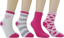 Amazon Essentials Kids Cozy Socks with Non-Skid Bottoms, 4 Pairs OS