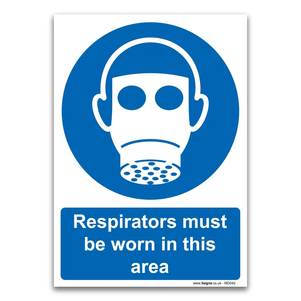 STIKA.CO Respirators must be worn in this area Rigid Plastic Mandatory Safety Sign