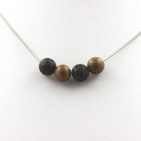Mineralien Und Steine PréCieuses. Halskette Perlen Lava + Holz 8 Mm. Kette Caie