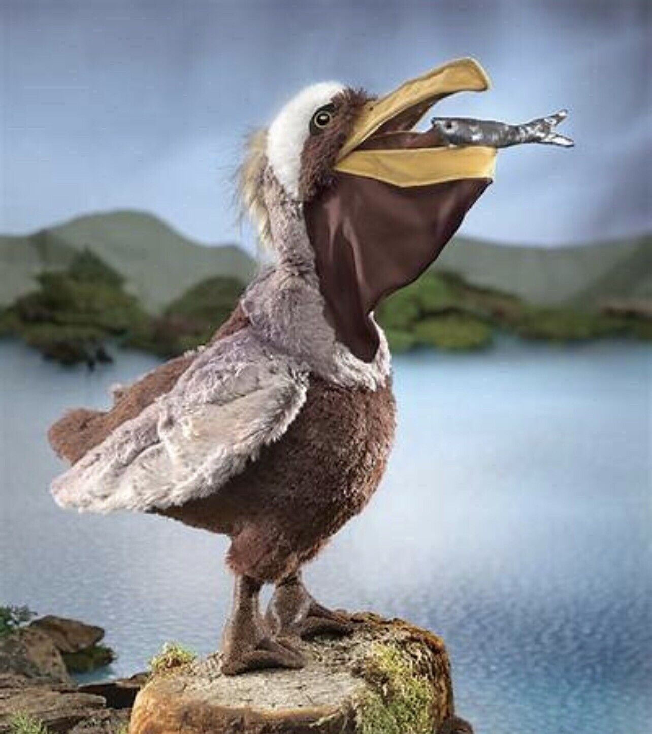 Folkmanis Pelican Bird Puppet 15" Plush Stuffed Animal Story Time Fish