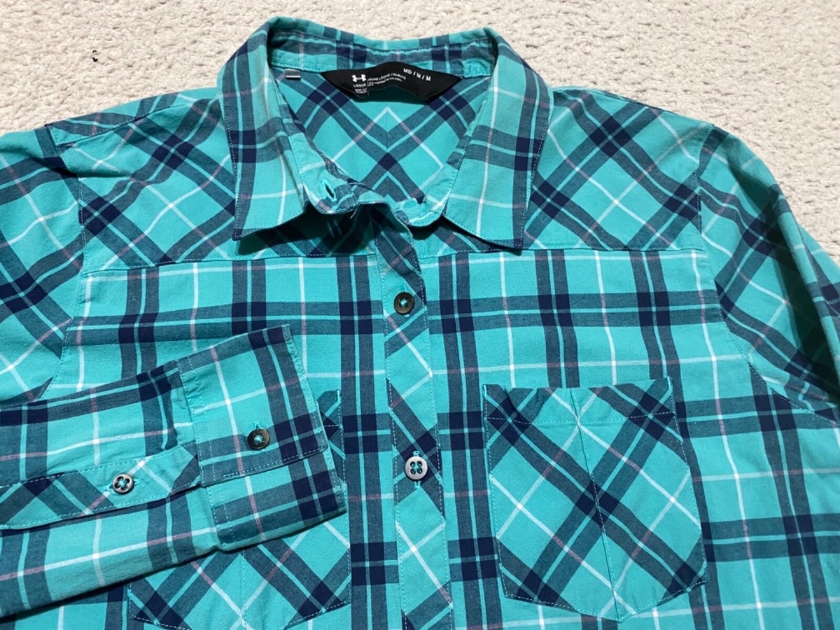 トップス K Under Armour Womens Medium Shirt Multicolor Plaid Check Long
