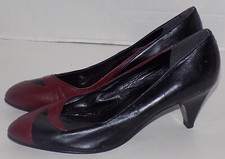 Vintage Burgundy Black Bally France Leather High Heel Shoes 7 1/2