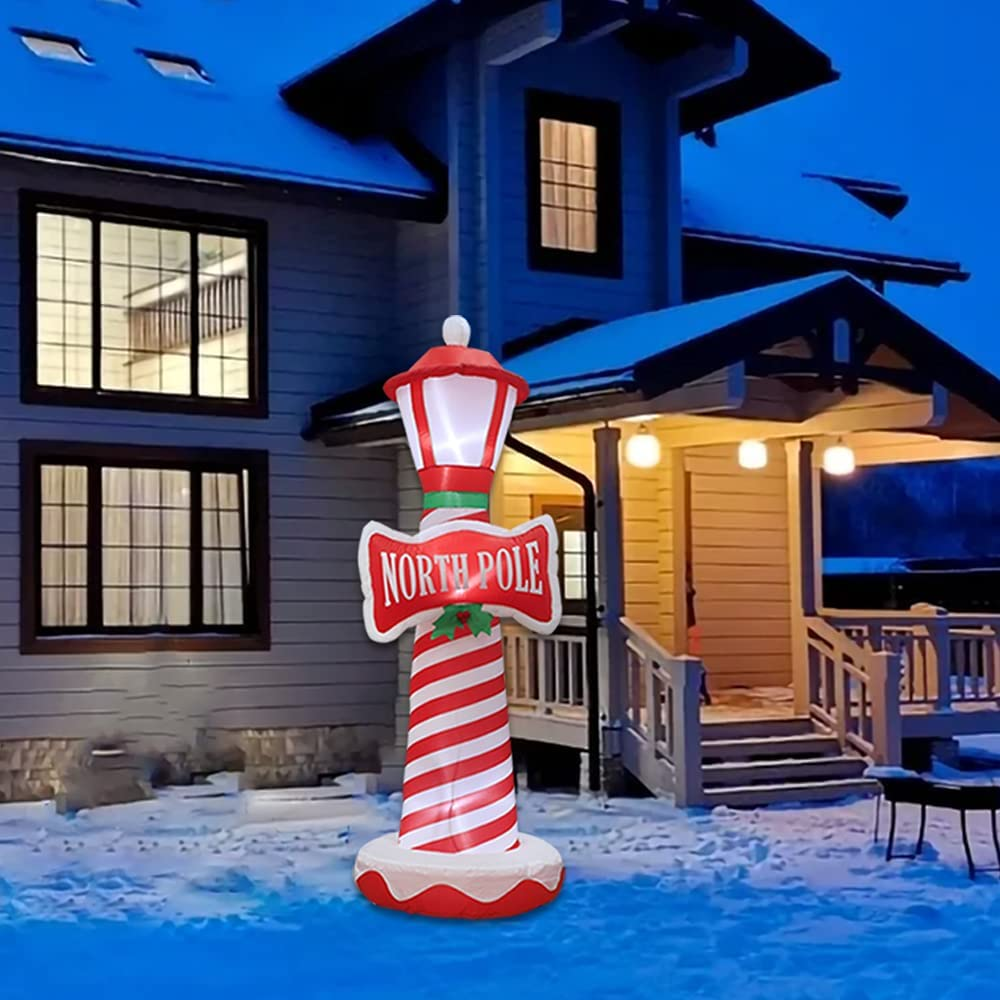 6ft Inflatable Christmas Light Post Blow up LED Lights Yard Lawn