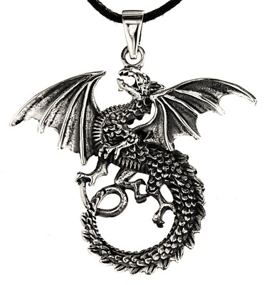 Large Dragon Pendant 925 Sterling Dragon Dragon #236