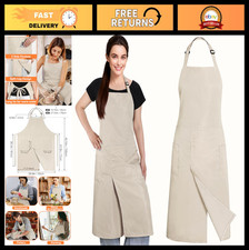 Adjustable Pottery Apron with Split Leg Design 2 Pockets - Unisex Full Coverag