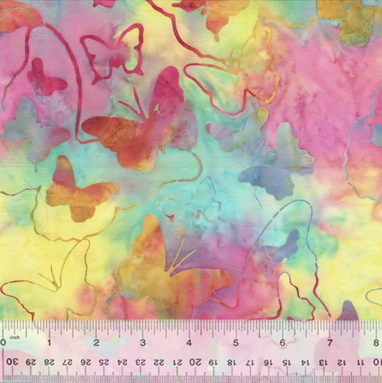 Batik Fabric Candy Blossom Butterfly Pastel Rainbow by the Yard
