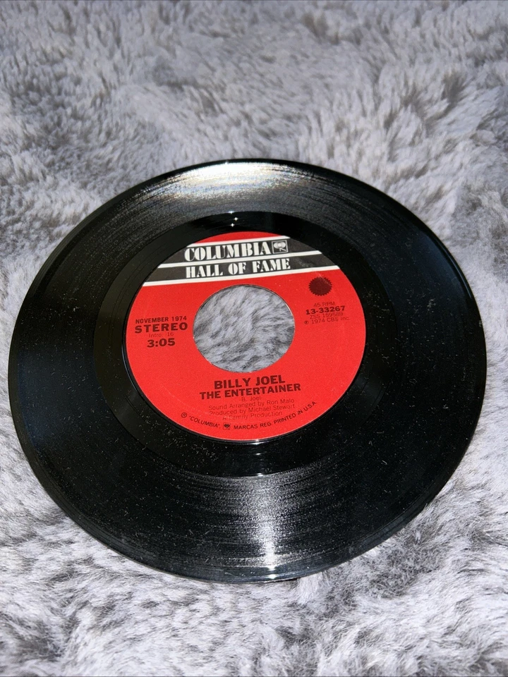 BILLY JOEL "Piano Man/The Entertainer" Record Vinyl 45 Hall of Fame Record - Image 3 of 4