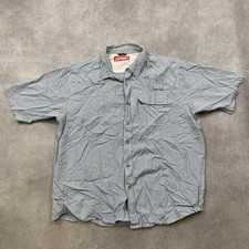 Wrangler Shirt Mens XL Short Sleeve Checkered Western Plaid Button Up, Blue