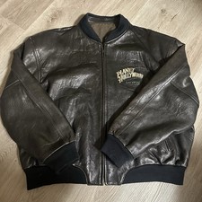 Vintage 90s Planet Hollywood Las Vegas Leather Reversible Bomber Jacket Boxy XL 