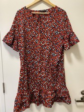 MORGAN De Toi French Red Poppy Floral To Knee Dress 44 EU Party Work  Racing