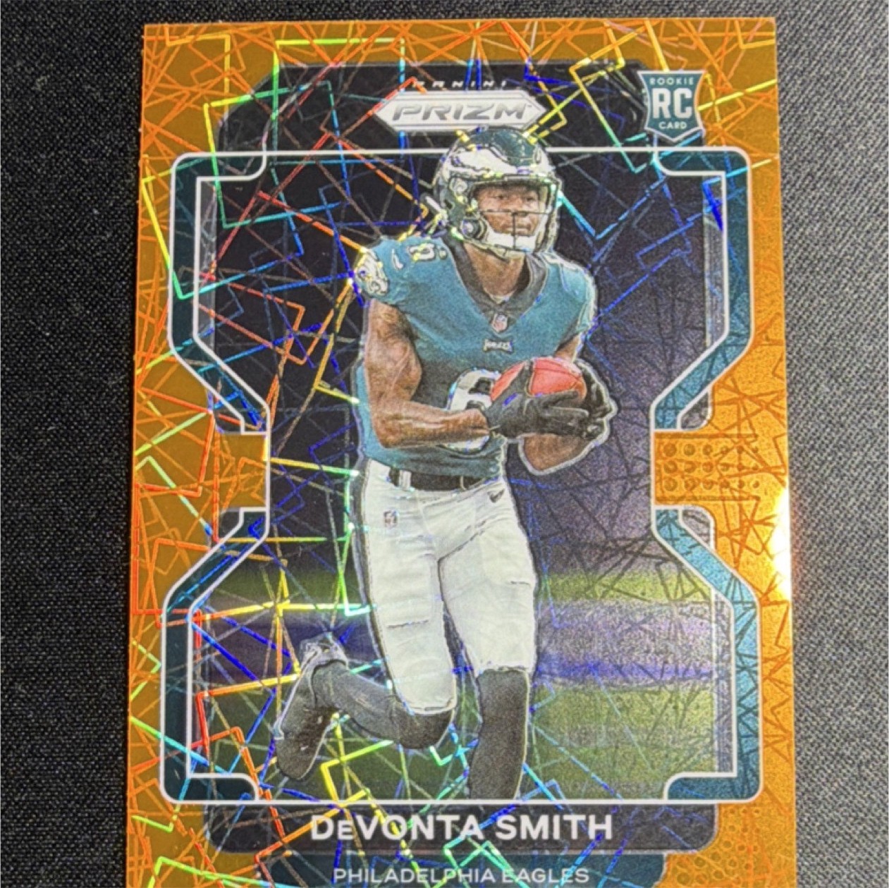 2021 Panini Prizm Orange Lazer Prizm Rookie DeVonta Smith #335 Eagles Football
