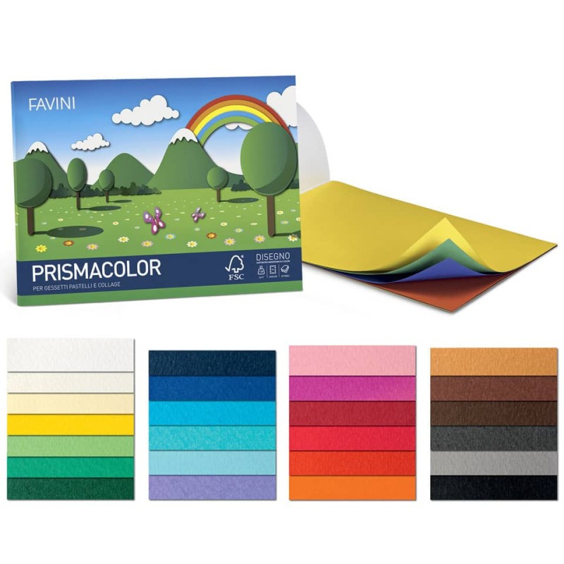 Cartoncini Prisma FAVINI 20 PRISMA monoruvidi colorati 220 g/m² 50x70cm scarlatt