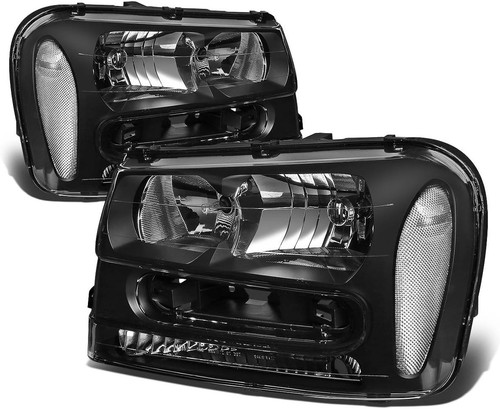 Headlights Black Clear Lamp for 2002-2009 Chevy Trailblazer Suv - Picture 2 of 7
