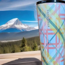 Starbucks Stripes Plaid Stainless Steel Travel Tumbler Cup 16 Oz  - No Straw