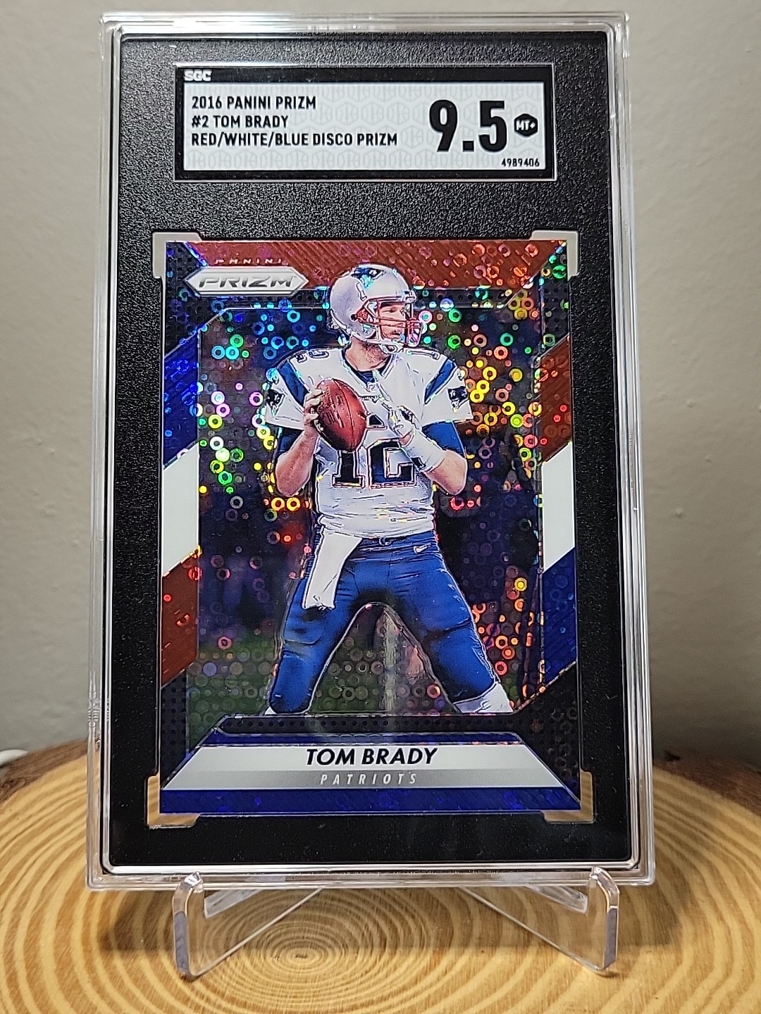Tom Brady 2016 Panini Prizm Red White Blue Disco Prizm #2 SGC 9.5