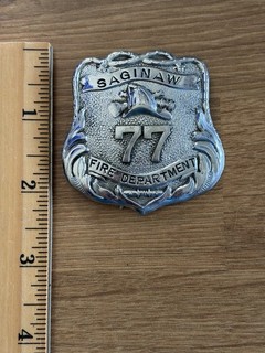Obsolete Saginaw Michigan Fire Department Badge #77 C.G. Braxmar