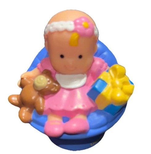 Fisher Price Little People JEWISH HANUKKAH BABY GIRL w/ TEDDY BEAR & GIFT USED