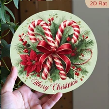 1pc 2D 2D Flat, 1pc Vintage Metal Wall Decoration- Red and White Striped Round C