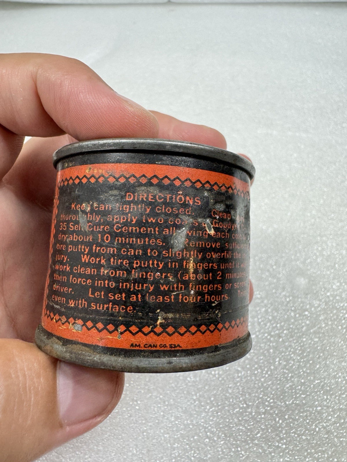 Vintage Antique GOODYEAR TIRE PUTTY TIN - Goodyear Tire & Rubber Co., Akron