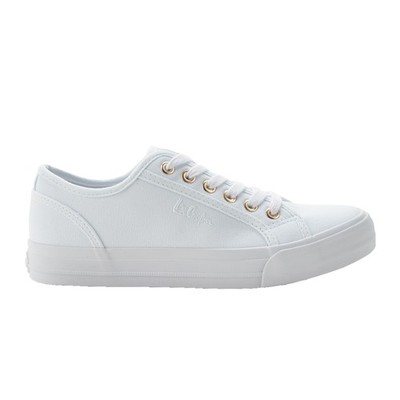 Lee Cooper Damen Canvas Sneaker Freizeitschuhe Alltagsschuhe Basic Weiß/Gold
