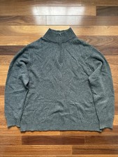 Men  s Johnston  Murphy Quarter Zip Sweater XXL Lambswool Blend Gray Half Zip