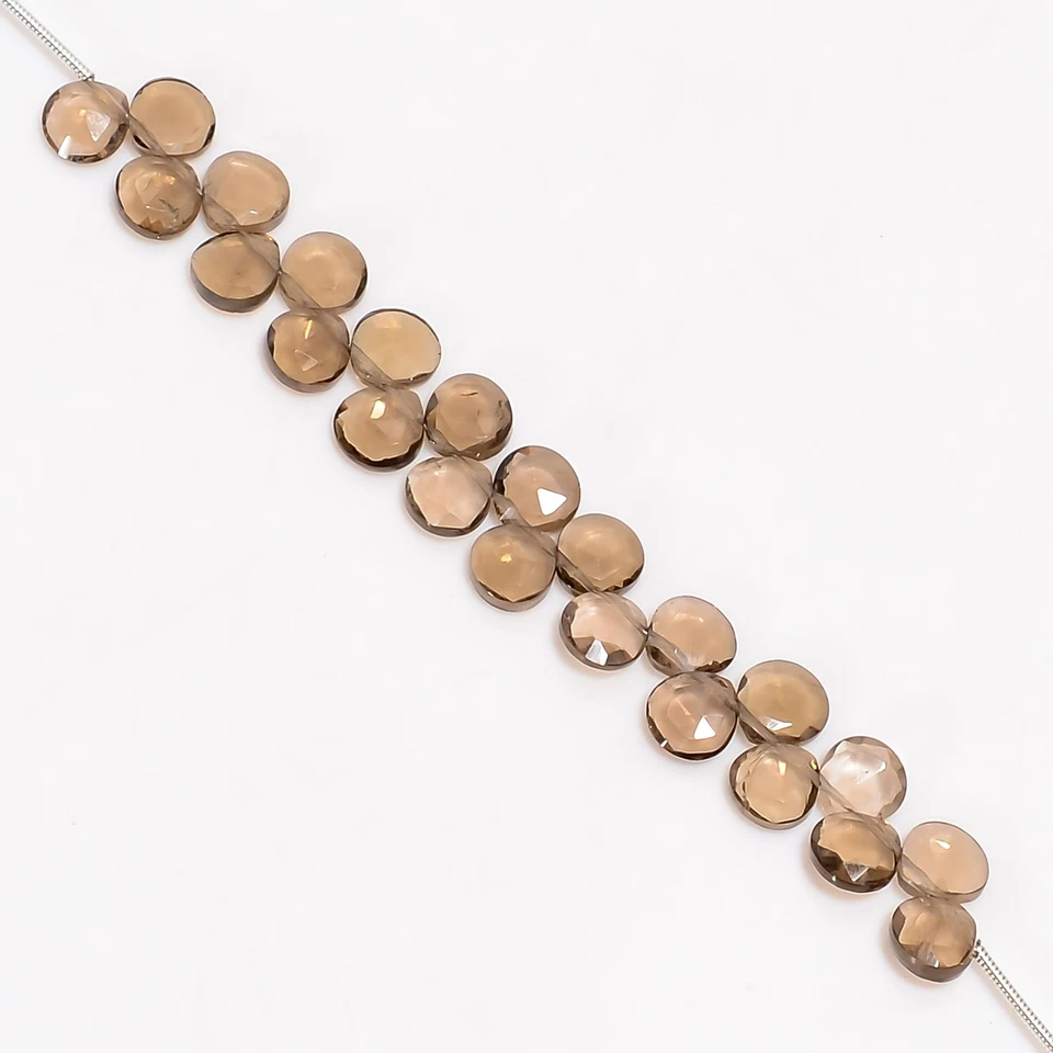 Contas facetadas em forma de coração pedra preciosa quartzo esfumaçado 6X6X3 mm fio 3,75" UGB-727 - Imagem 3 de 4