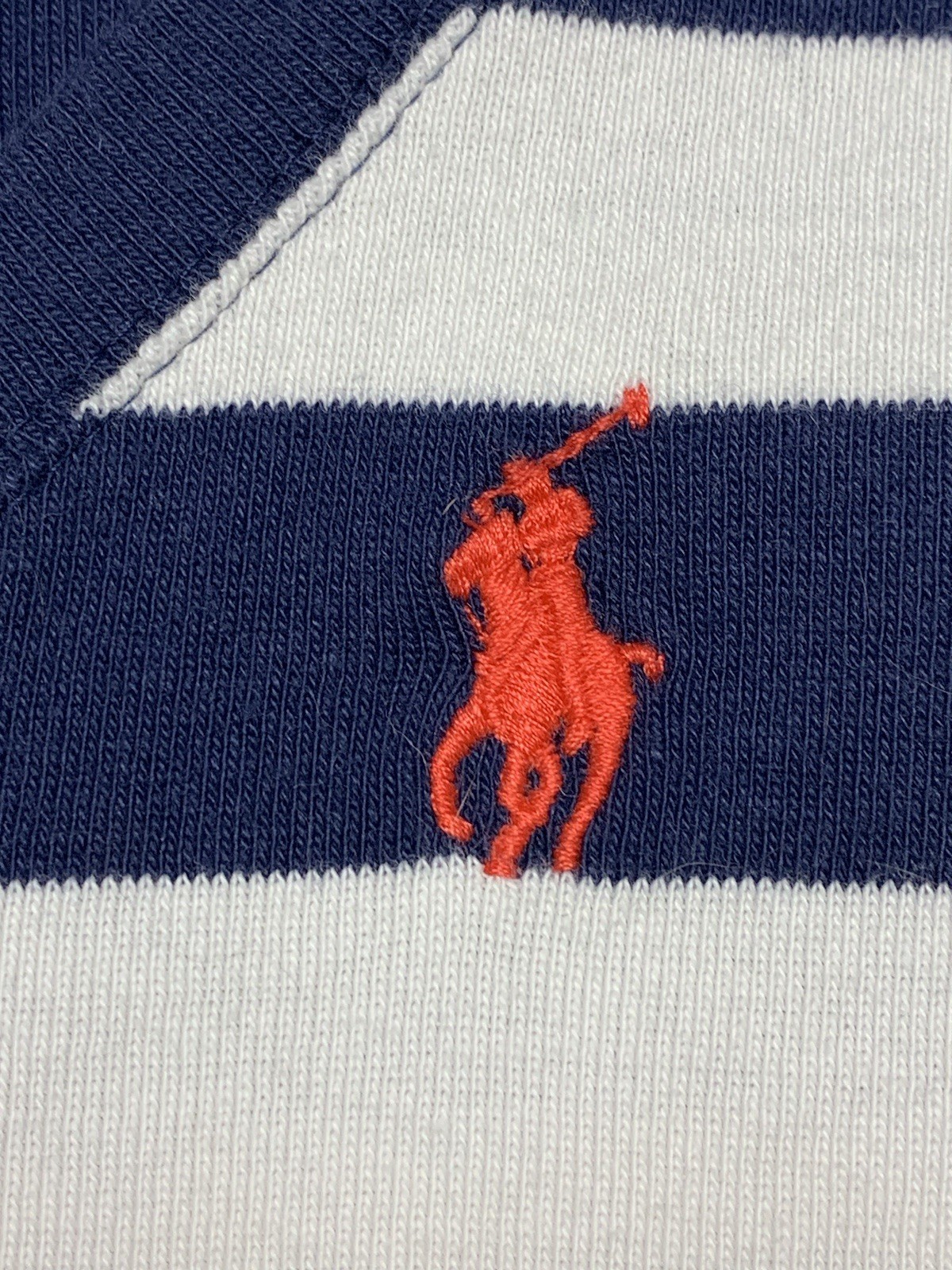 PONY T shirt Ralph Lauren Sport Wmn’s vintage anni 90 taglia S blu navy a righe manica corta scollo a V