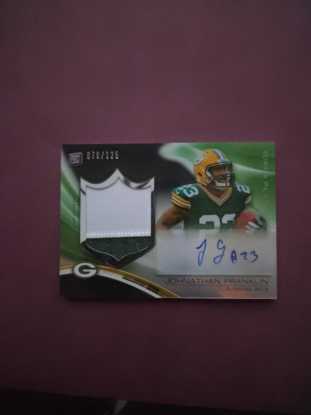 2013 Topps Platinum Autograph Rookie Refractor Patch Johnathan Franklin   /125