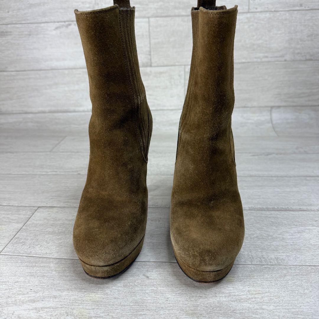 GUCCI Short Boots Shoes EU 37 US 7 Suede Brown Authentic thumbnail 2