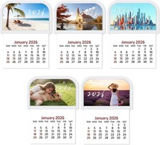 5 Pcs 2026 Mini Stick on Calendar Small Monthly Peel and Stick Adhesive Calendar