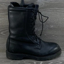 Mens 8.5 R Black Leather Military Boots Insulated Combat Vibram Sole Made USA