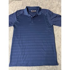 Ariat Mens AriatTek Heat Series Polo Shirt Navy Blue Striped Performance Small