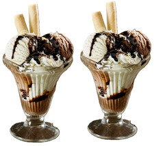 Ice Cream Sundae Dishes Pack of 2 Glass Dessert Bowl Trifle Fruit Cocktail 7oz