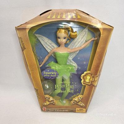 Mattel Disney Peter Pan Tinker Bell Doll 2004 Sparkly Pixie Dust and Wand NOOB