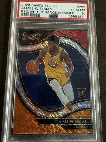 20 Panini Select James Wiseman Red White Orange Shimmer #299