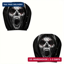 2PCS Scary Skull Car Headrest Covers,Ghost Face Headrest Covers, Elastic Stretch