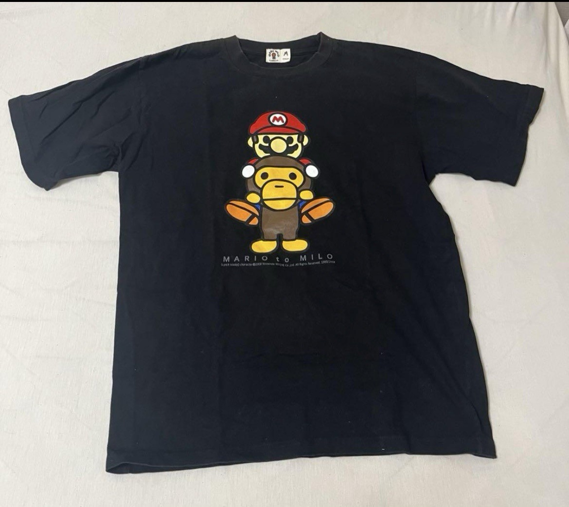 BAPE x Super Mario Baby Milo T-Shirt Black Nintendo A Bathing Ape Rare