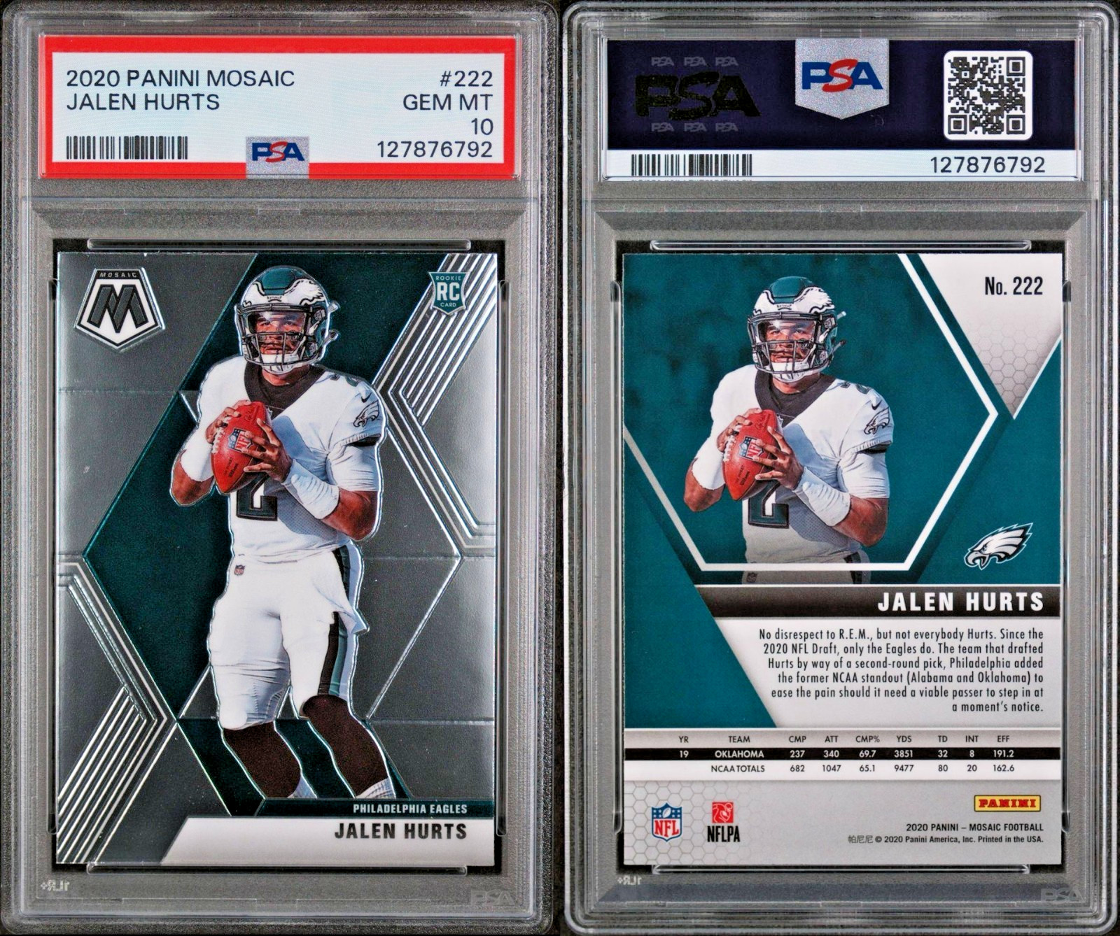 🔥🦅 PSA 10 GEM MT 2020 Panini Mosaic JALEN HURTS Rookie Card Eagles 🦅🔥