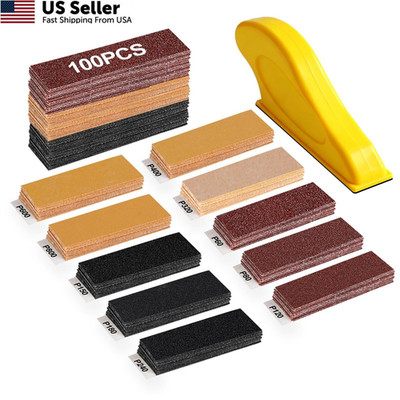 Giwiemi 100PCS Professional Micro Detail Sander Kit, 1.18 x 3.54 inches, gray