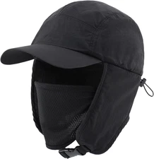 UPF50+ Waterproof Mens Winter Hat Fleece Lined Earflaps Trooper Trapper Hat for