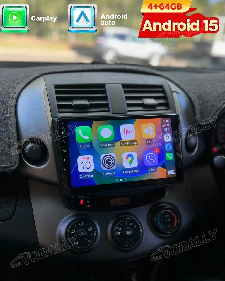 VORALLY 4+64G For Toyota RAV4 2007-2012 Android 15 Carplay Radio Stereo Headunit Satnav