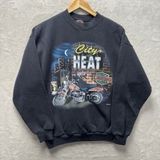 VTG 90s Harley Davidson Motorcycle City Heat Graphic Sweatshirt Biker Large USA