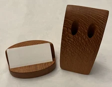 Exotic Lacewood Business Cards, Pen Holder Set Hand Turned Employee gift