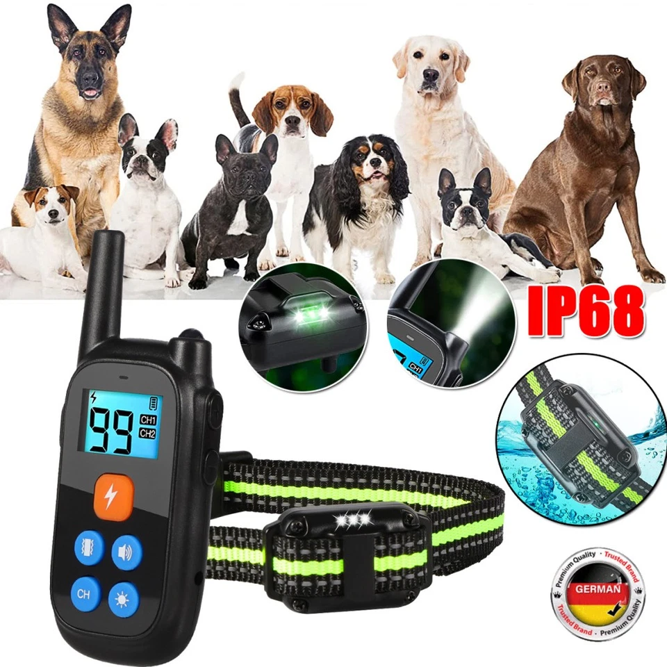 MARKENLOS 800M Hunde Anti-Bell Halsband Erziehungshalsband mit Vibration Ton Fernbedienung