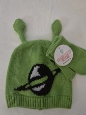 ALIEN Planet Kid's Children Costume Set Beanie  Mittens Green - New With Tags